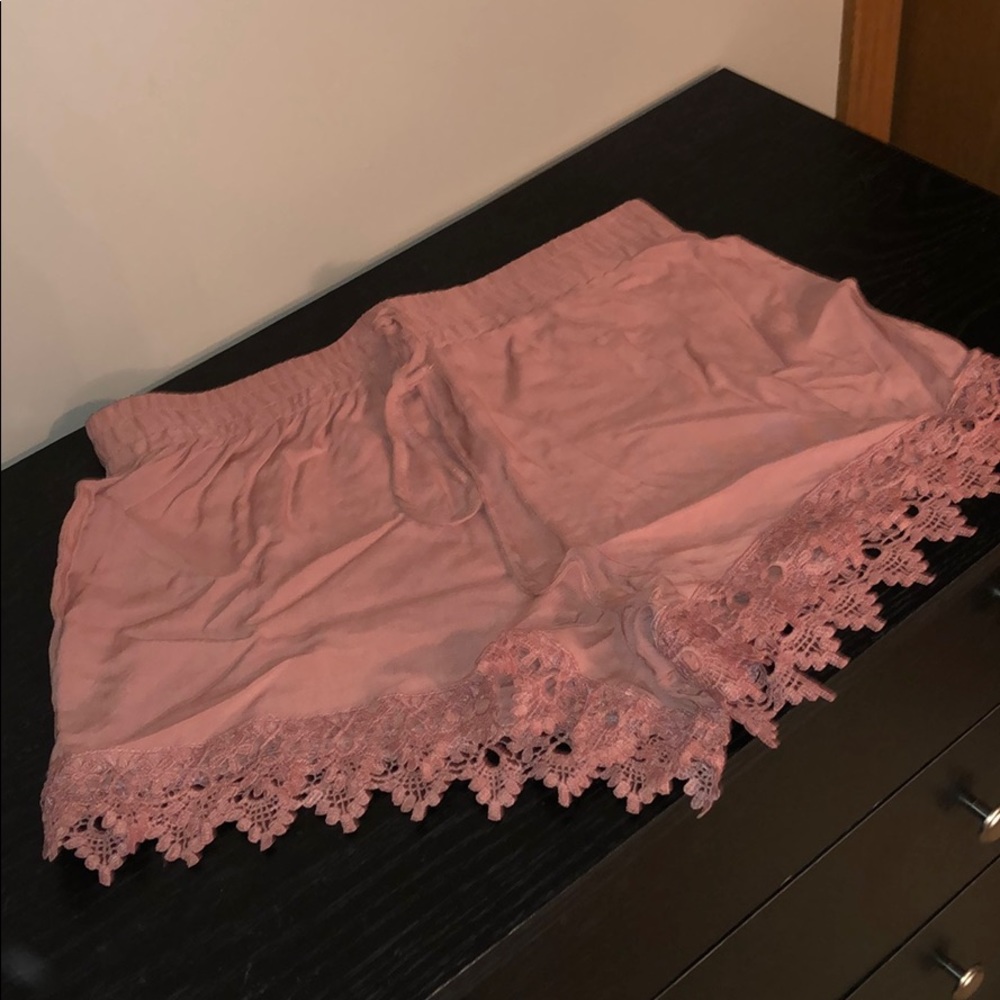 Mauve lace trim shorts!